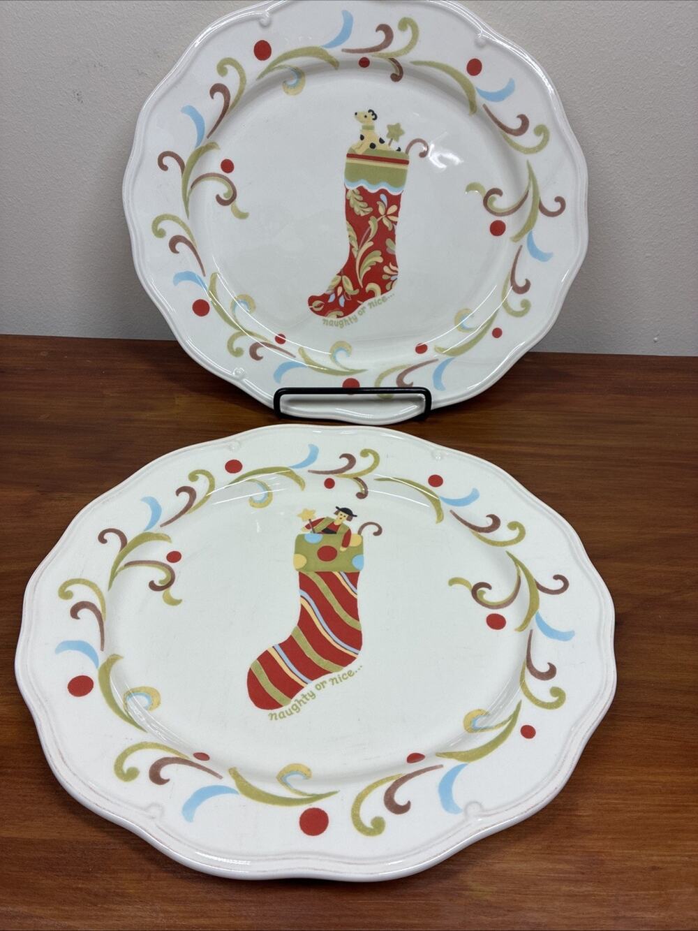 Waterford (2) Great Room Naughty Or Nice Dessert Plate Holiday Oval